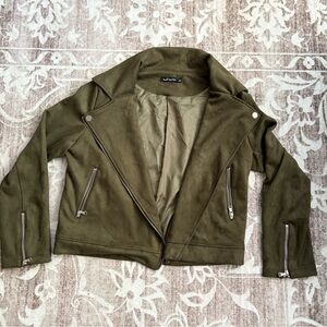 Olive Green Faux Leather Jacket